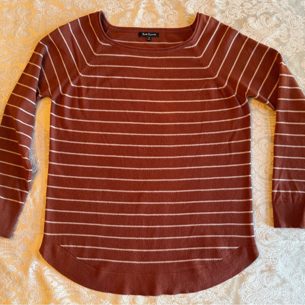 Pink Clover Rust Striped Sweater